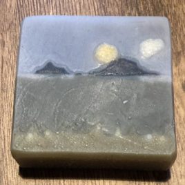 Photo of soap with a picture of the Brisons near St Just