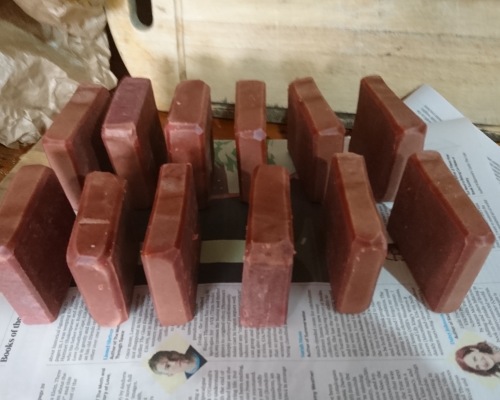 Handmade soap all cut up into bars
