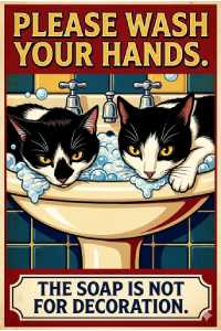 Bathroom Cat Metal Sign 3