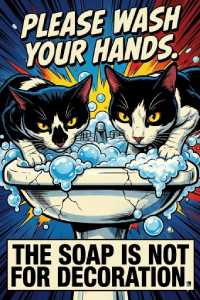 Bathroom Cat Metal Sign 5