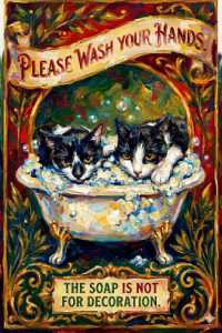 Bathroom Cat Metal Sign 7